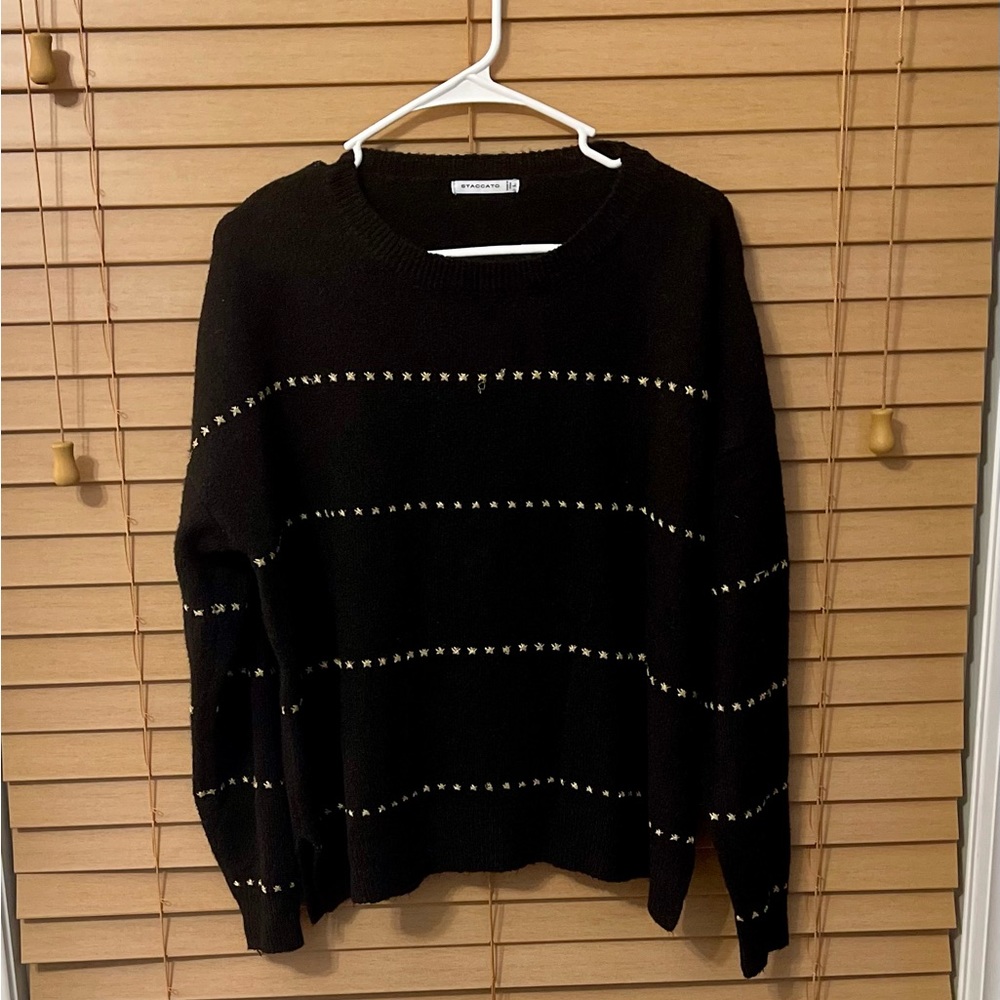 Staccato Black Sweater with Star Details